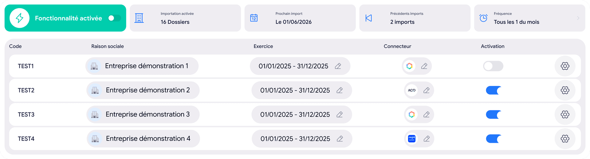Paramétrage de l’import automatique