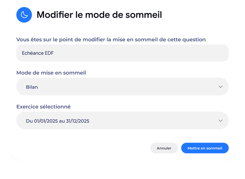 Mise en sommeil