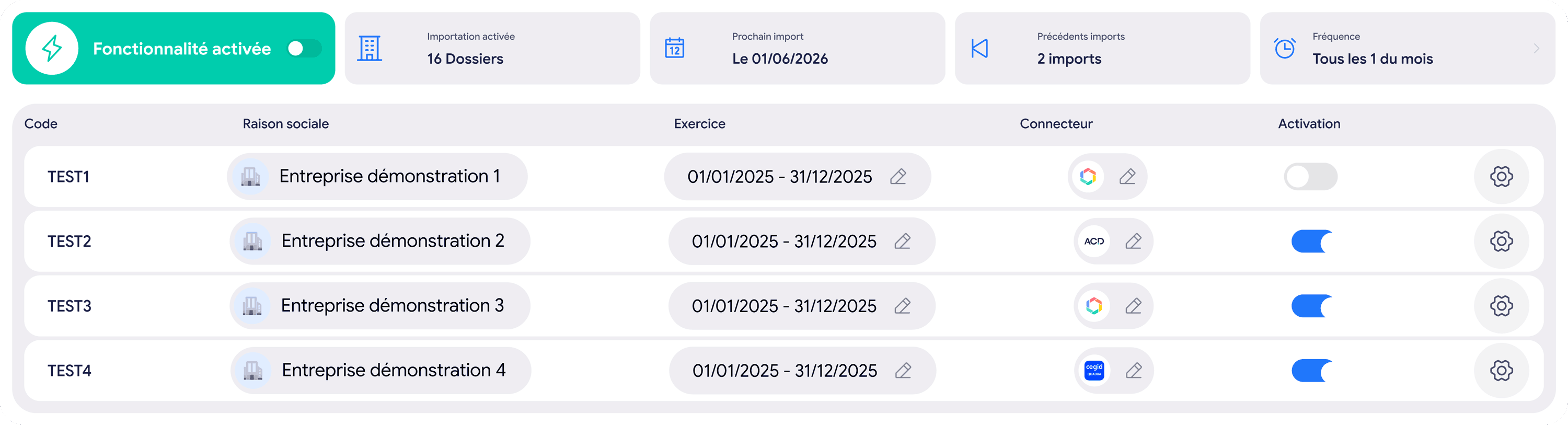 Paramétrage de l’import automatique