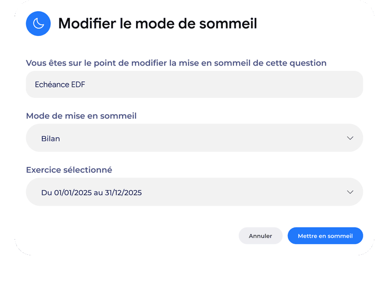 Mise en sommeil